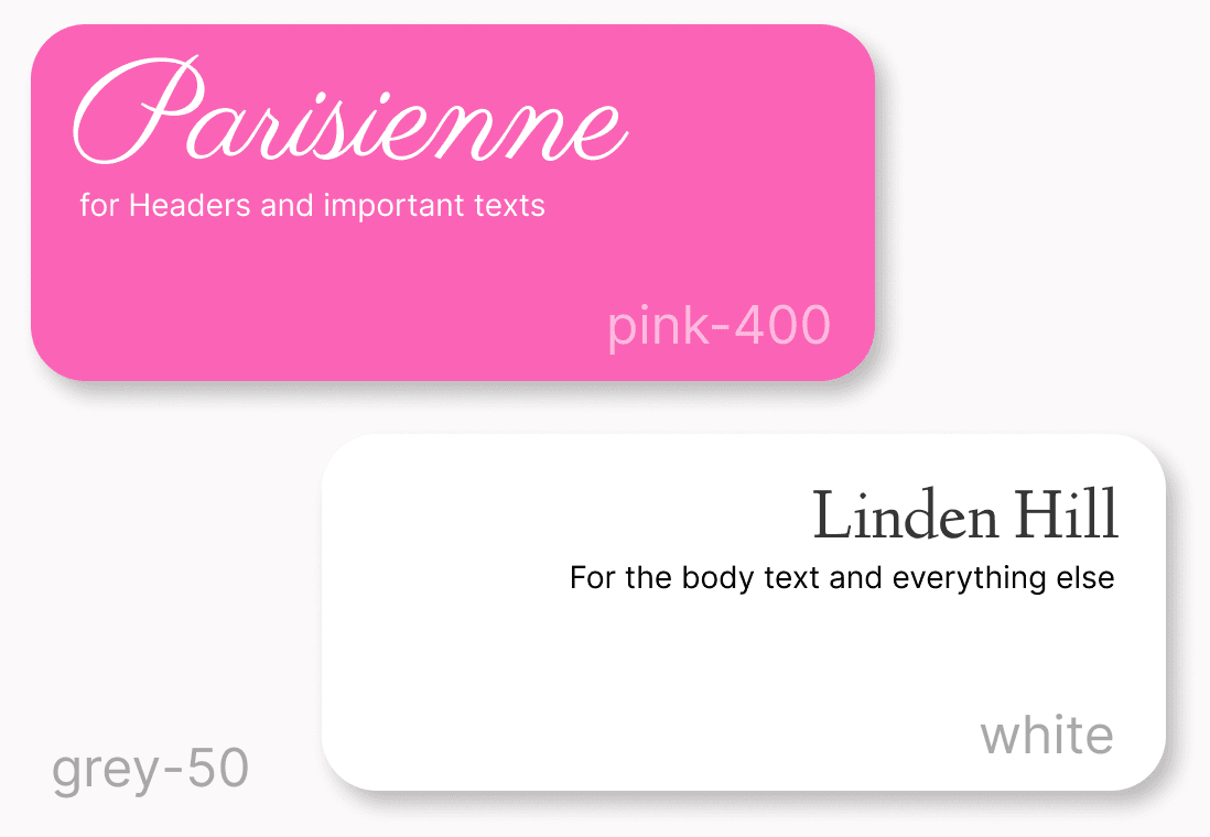 Design system showing color palette and typography for Yvonne Singt website